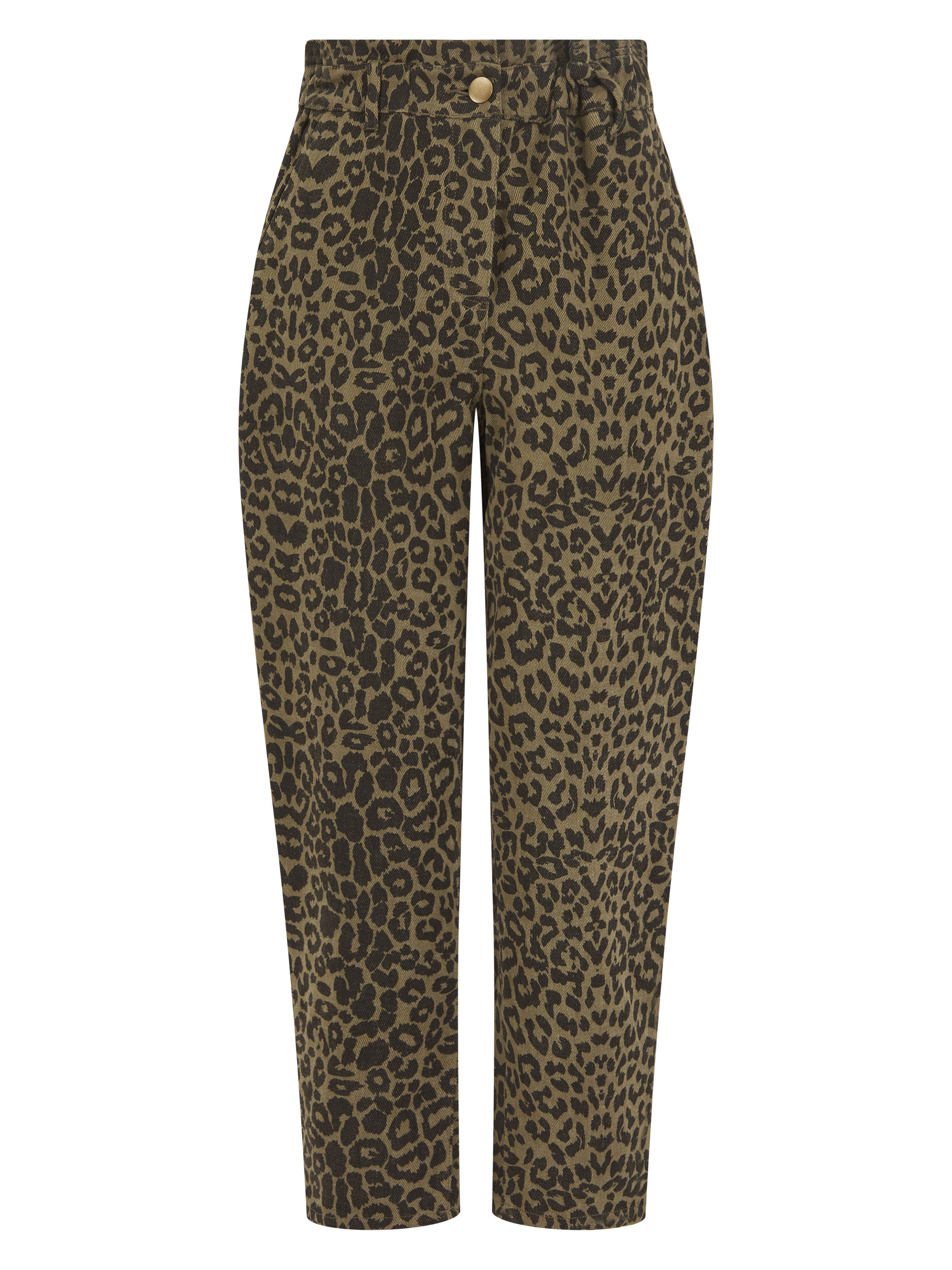 Caroline Leopard Trousers in Khaki