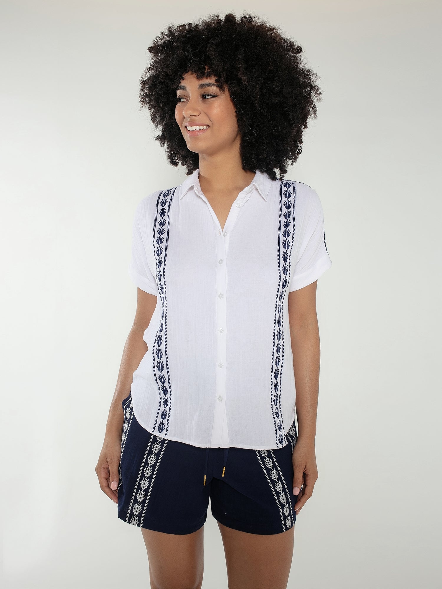 Polly Blouse in White Mix