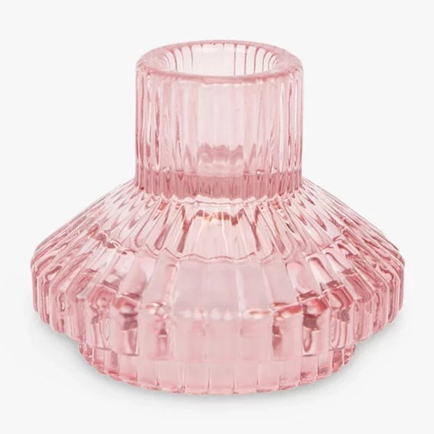 SMALL GLASS CANDLE HOLDER - PINK