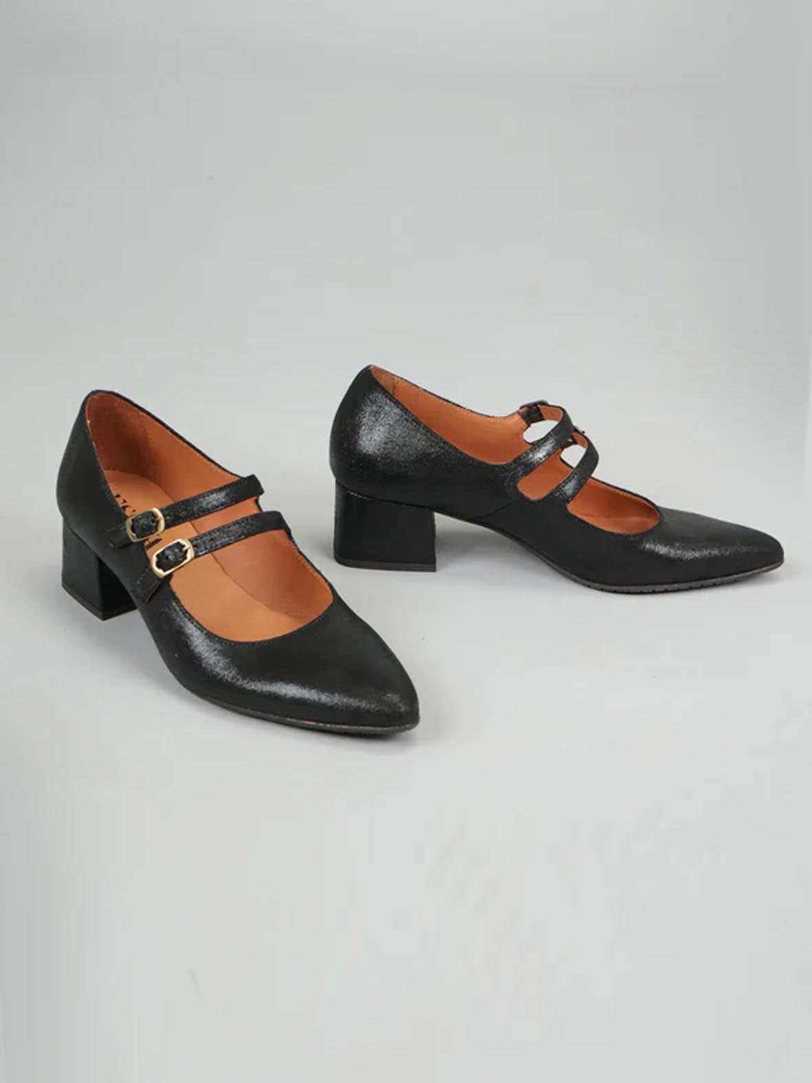 Laura Black Metallic Shoes