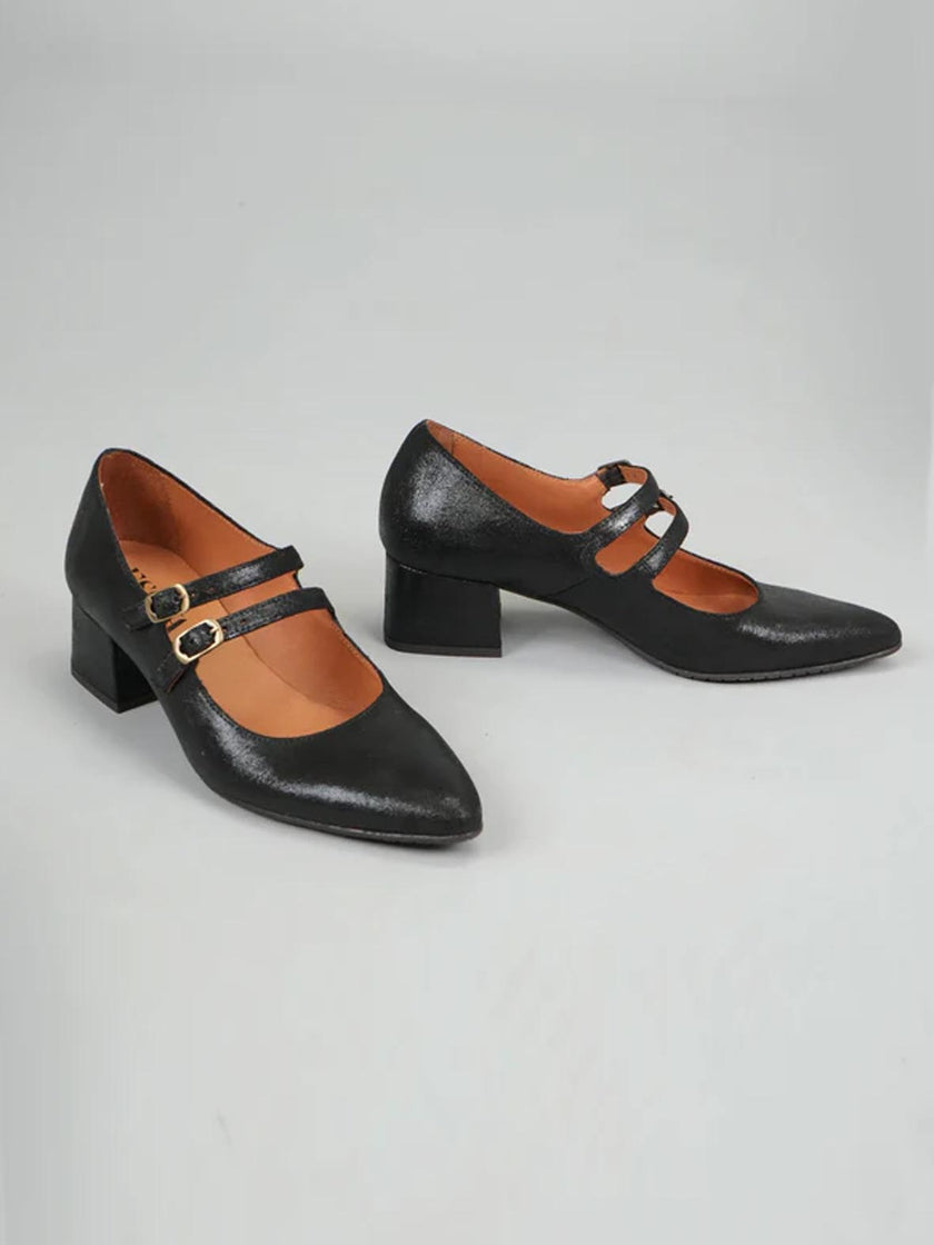 Laura Black Metallic Shoes