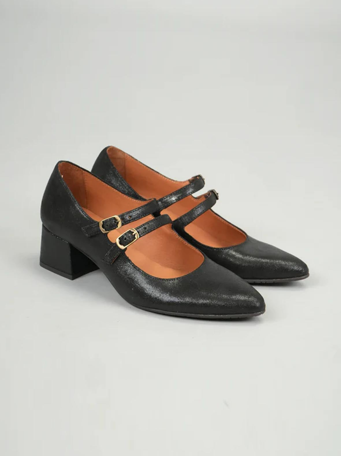 Laura Black Metallic Shoes