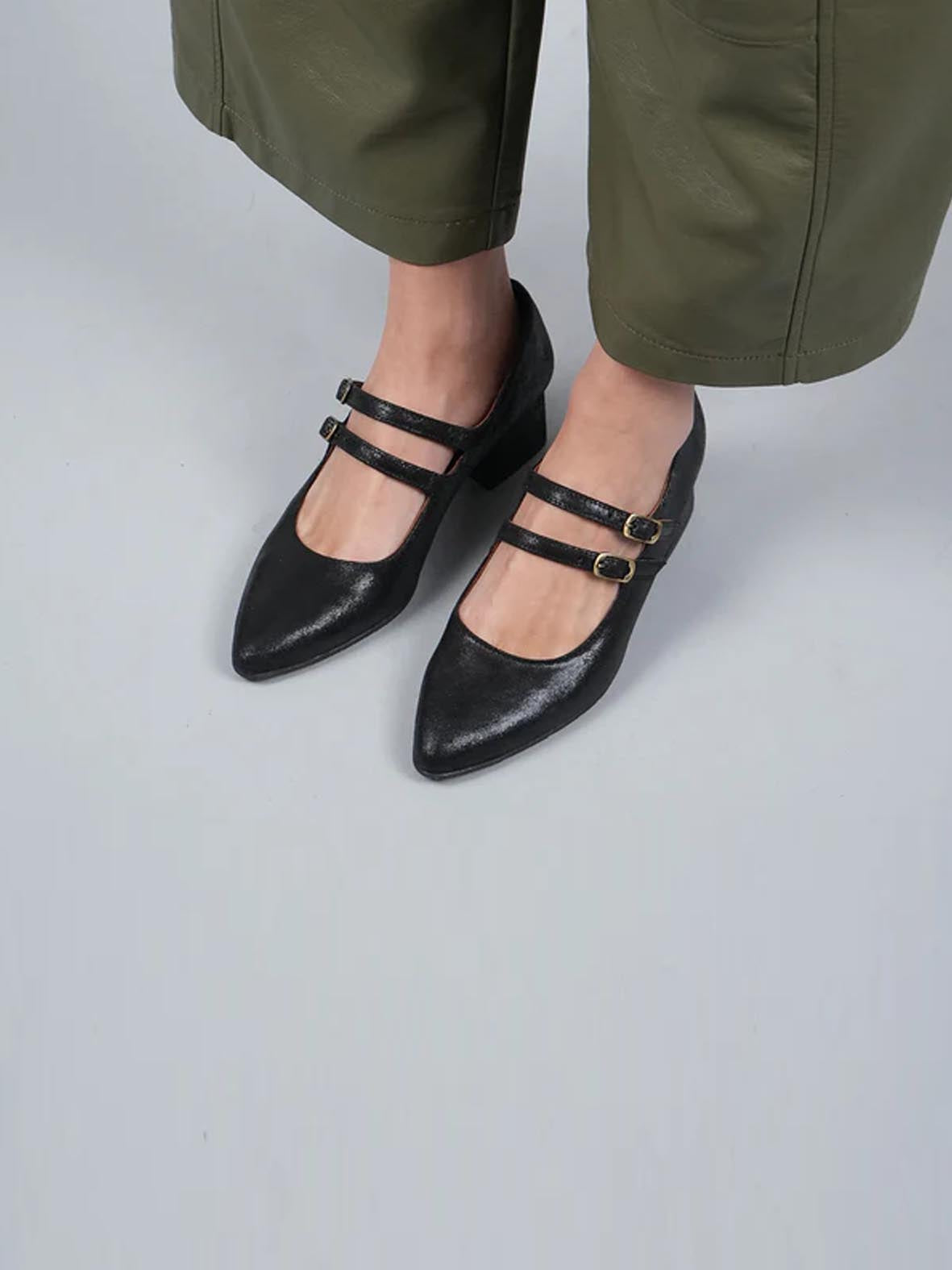 Laura Black Metallic Shoes