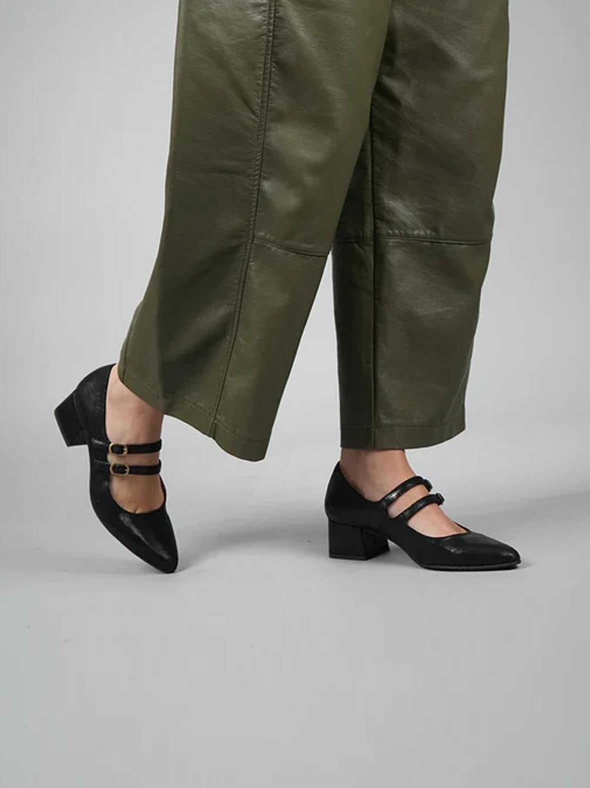 Laura Black Metallic Shoes