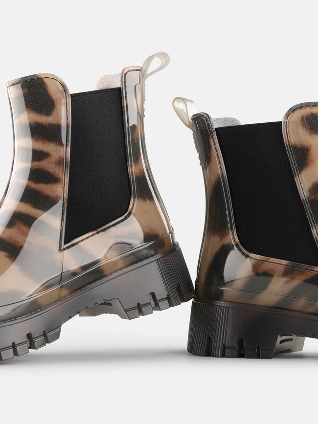 LEMON JELLY - ZURI LEOPARD SHORT WELLIES-BROWN
