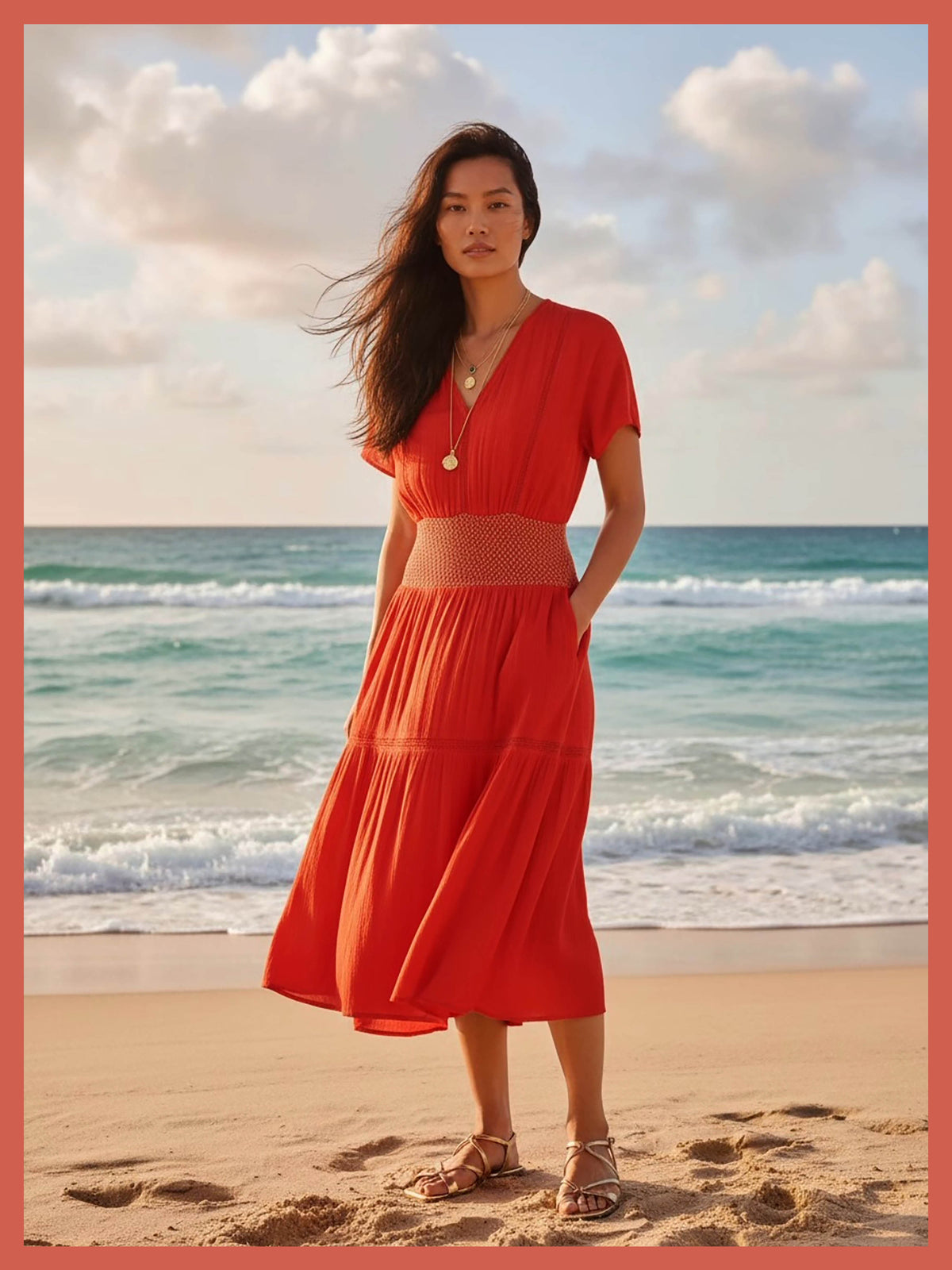 Fallon Summer Dress in Red