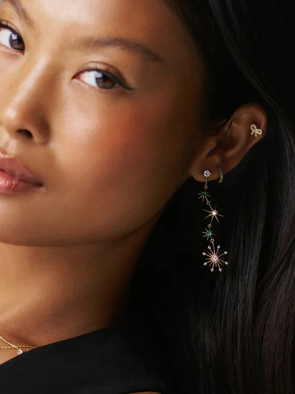 Emerald Mini Micro Pave Hoops