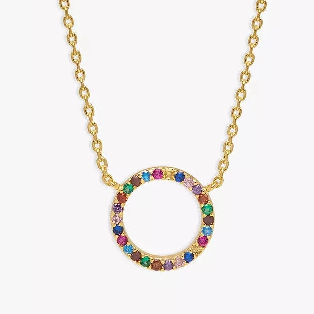 Multi Cz Circle Necklace - Gold Plated