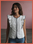 Aster Padded Frill Gilet - White