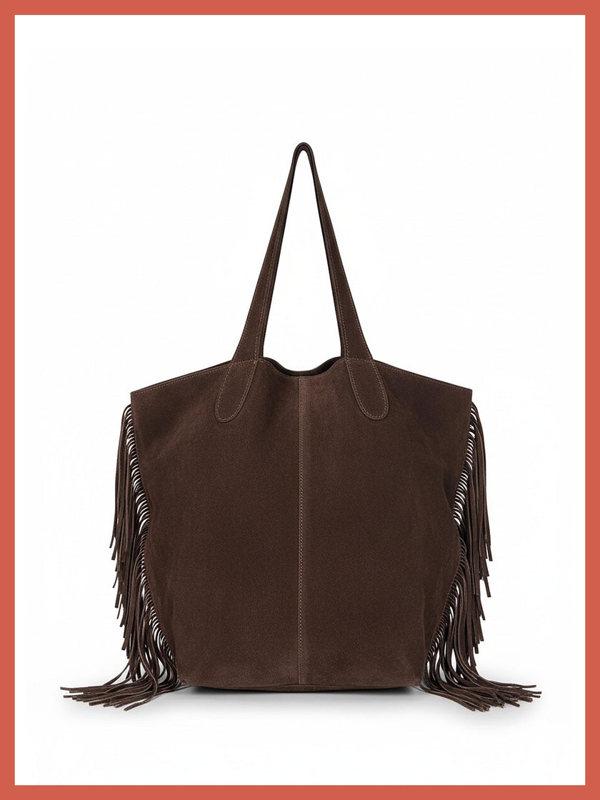 Vancouver Soft Suede Tote - Chocolate