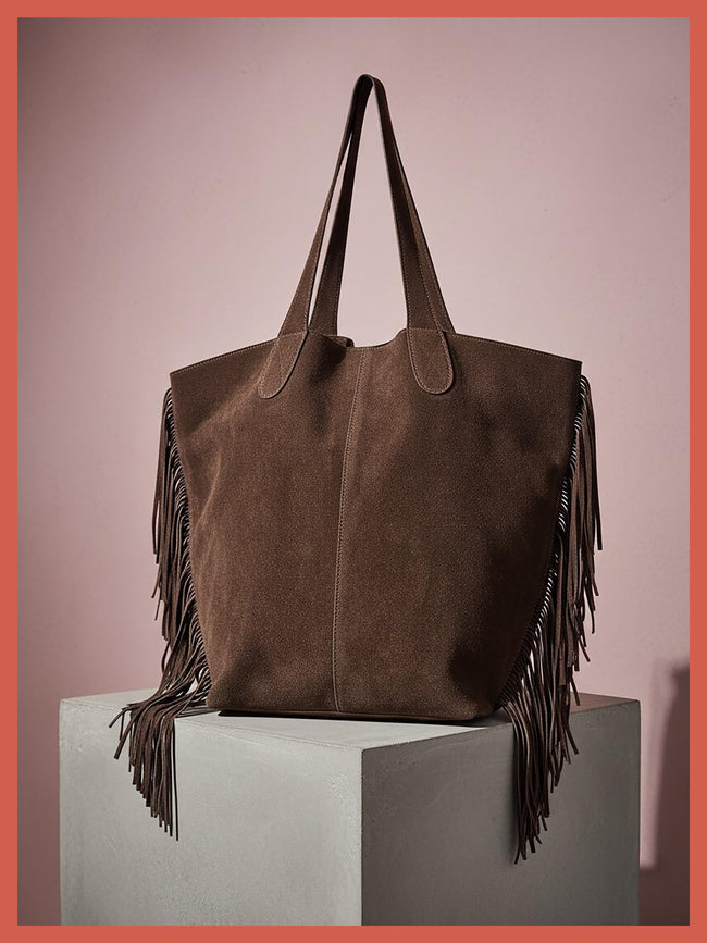 Vancouver Soft Suede Tote - Chocolate