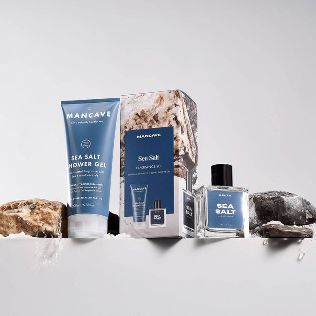 Mens Premium Fragrance Set, Sea Salt, Mens Gifts, Blackspice Body Scrub 500ml, Mens Shower Gel, Blackspice Body Scrub 500ml, Mens Shower Gel, Christmas Gifts