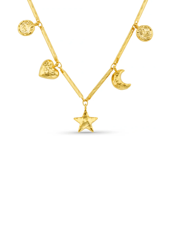 Bar Link & Molten Charm Necklace