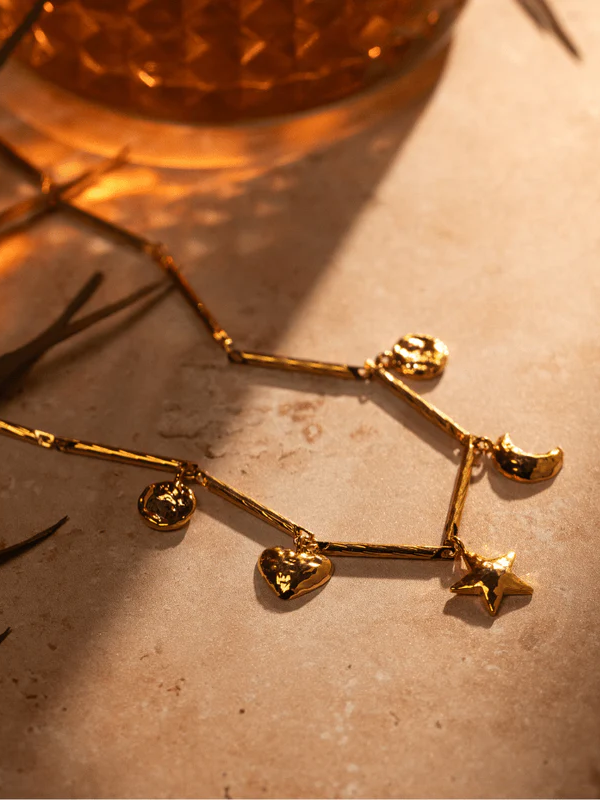 Bar Link & Molten Charm Necklace