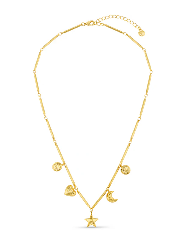 Bar Link & Molten Charm Necklace