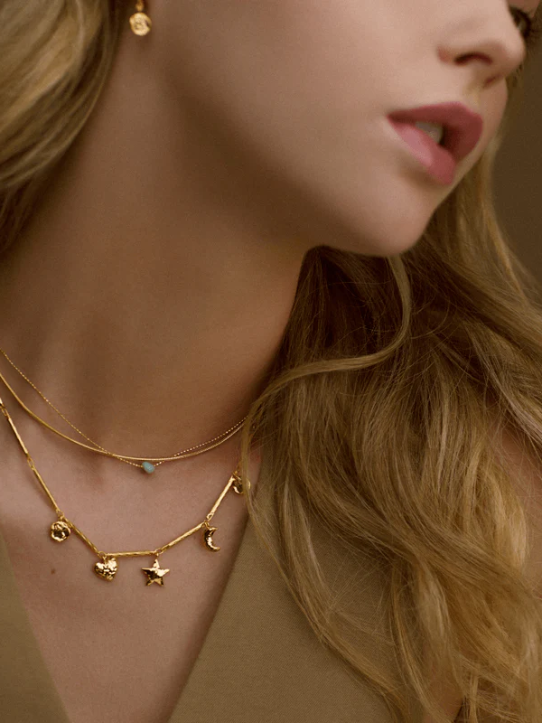 Bar Link & Molten Charm Necklace