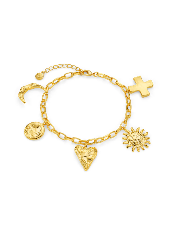18K GOLD PLATED Statement Molten Charm Bracelet