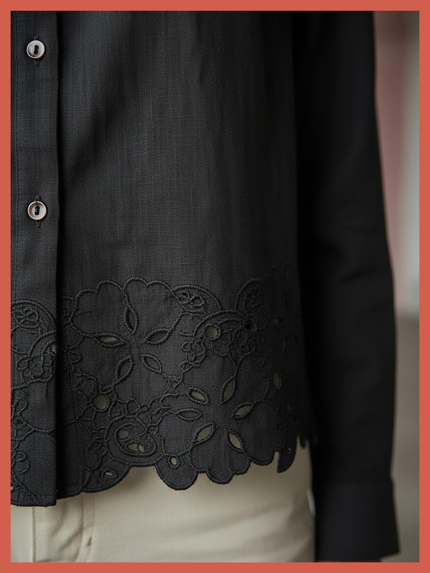 Koren Embroidered Blouse In Black