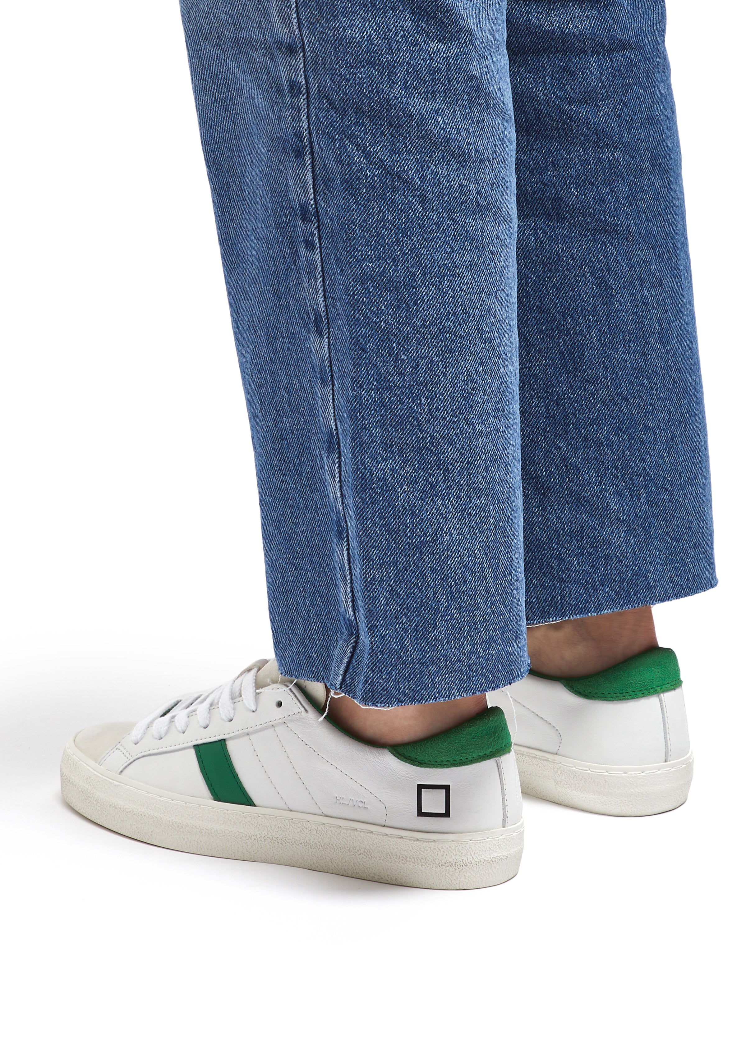 D.A.T.E HILL LOW VINTAGE COLOURED WHITE & GREEN SNEAKERS