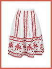 Aimee Ditsy Embroidered Cotton Pleated Skirt In White