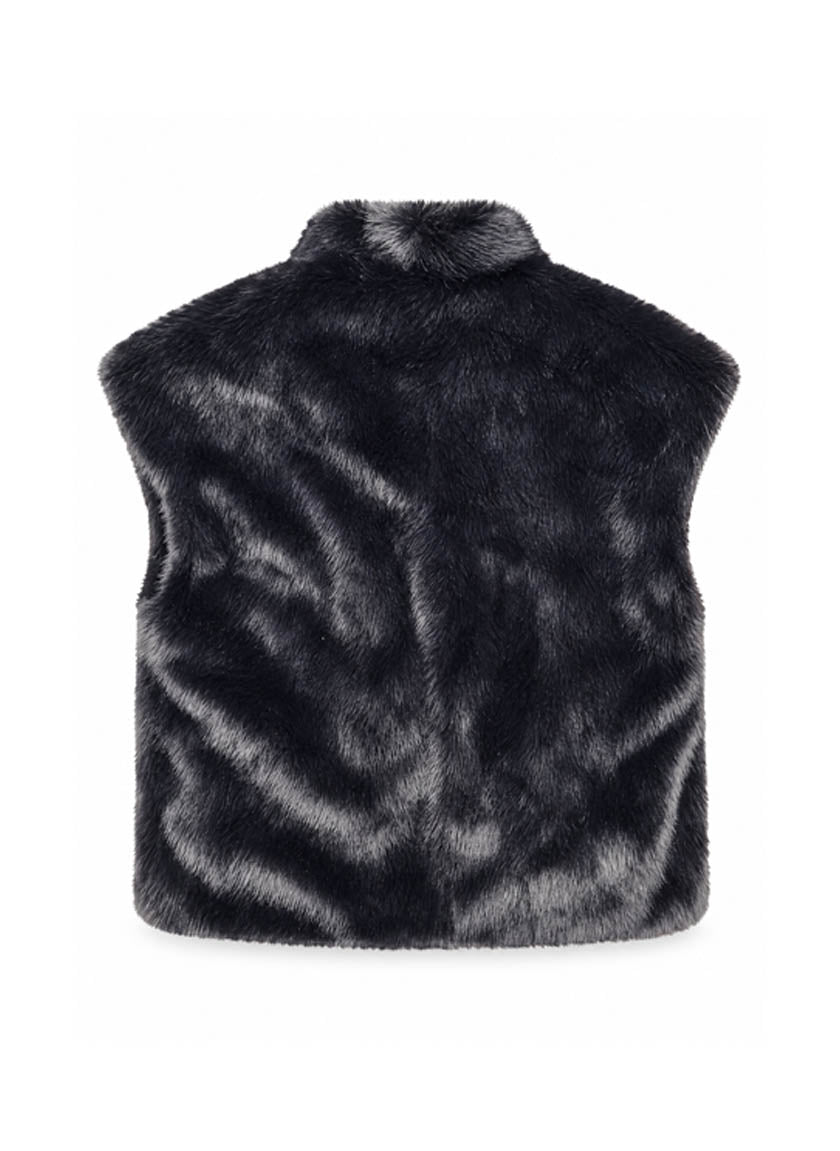 Alisha Faux Fur Gilet-Black