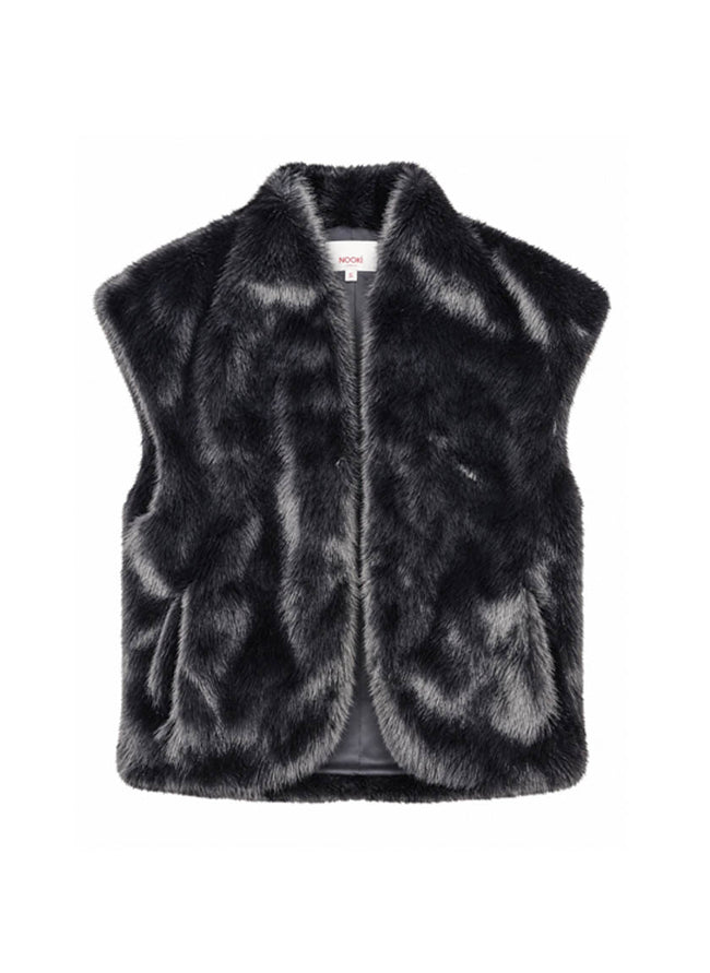 Alisha Faux Fur Gilet-Black
