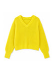 Anakoni Solid Long Sleeve V-Neck Sweater - Sunrise