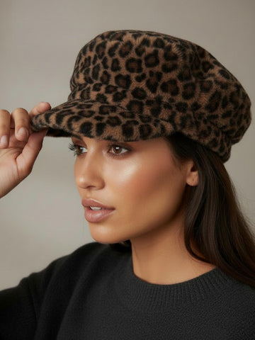 Apollo Faux Fur Cap - Chocolate Leo