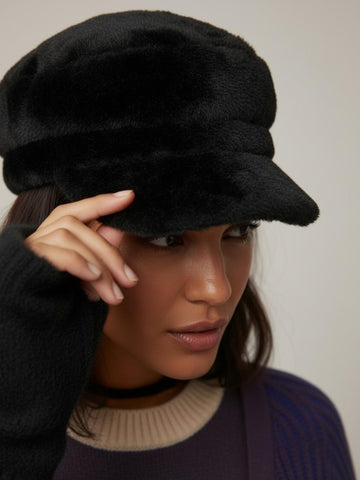 Apollo Faux Fur Cap - Black