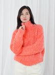 Arana Oversized Long-Sleeve Half-Zip Funnel-Neck Sweater - Fire Snow