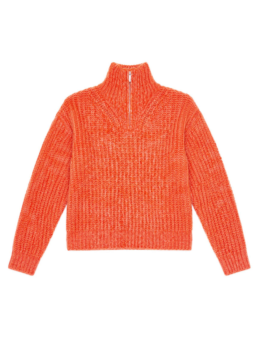 Arana Oversized Long-Sleeve Half-Zip Funnel-Neck Sweater - Fire Snow