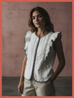 Aster Padded Frill Gilet - White