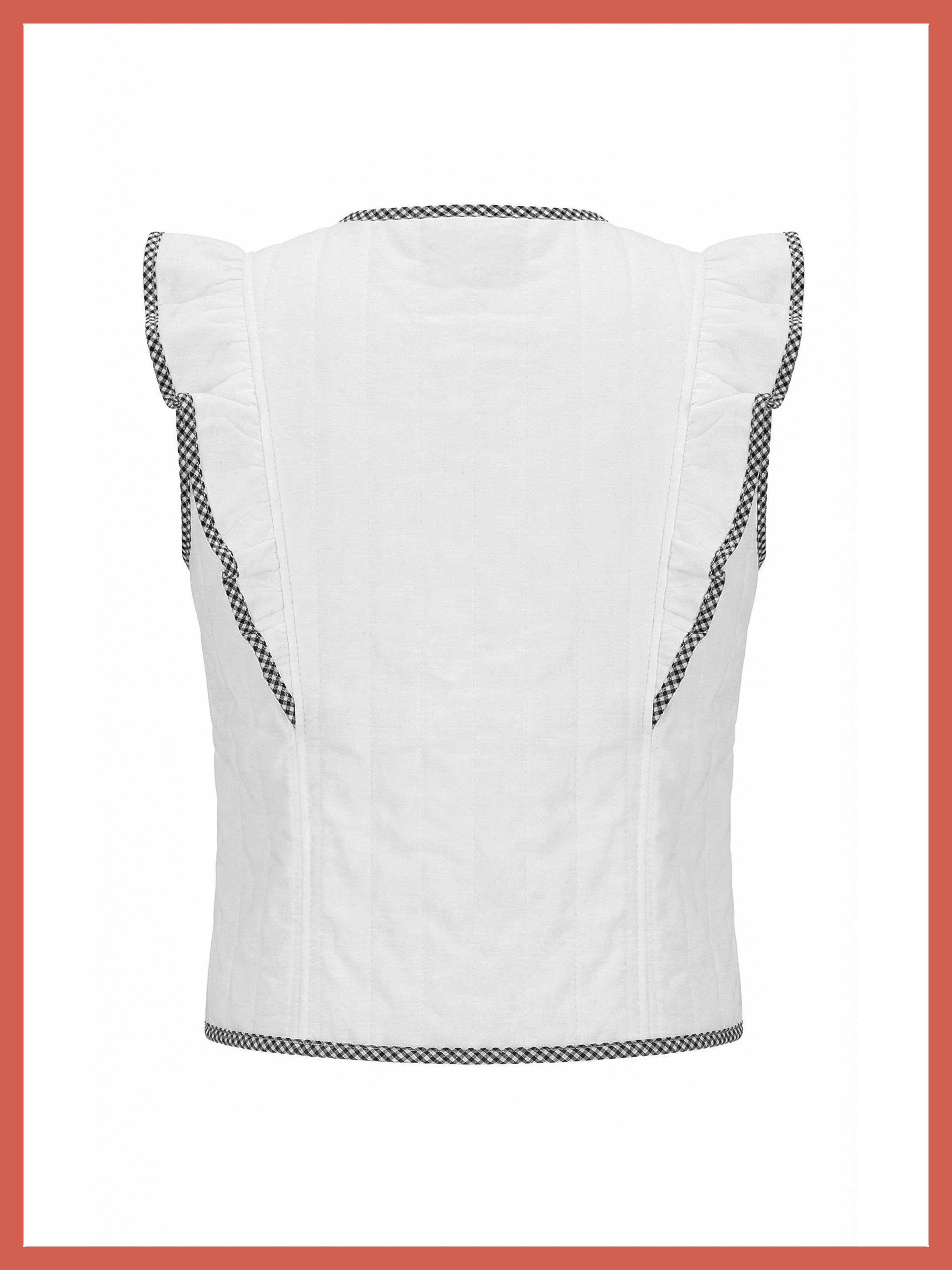 Aster Padded Frill Gilet - White