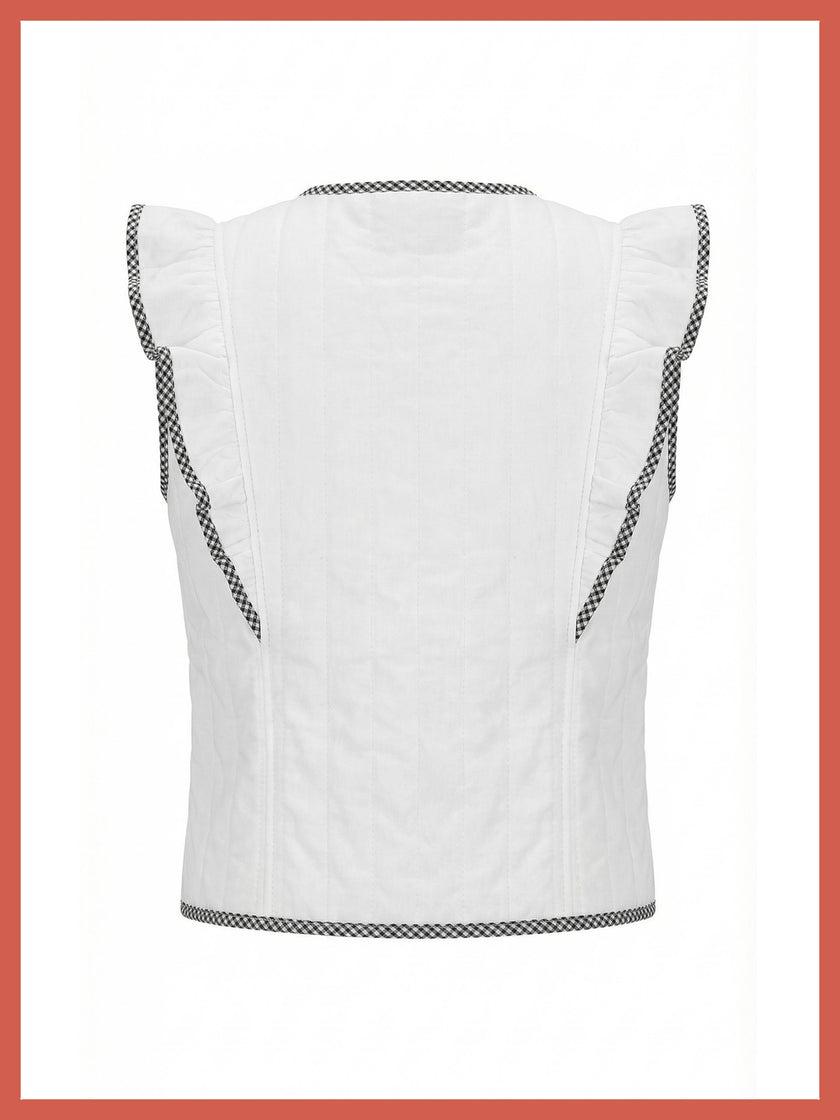 Aster Padded Frill Gilet - White