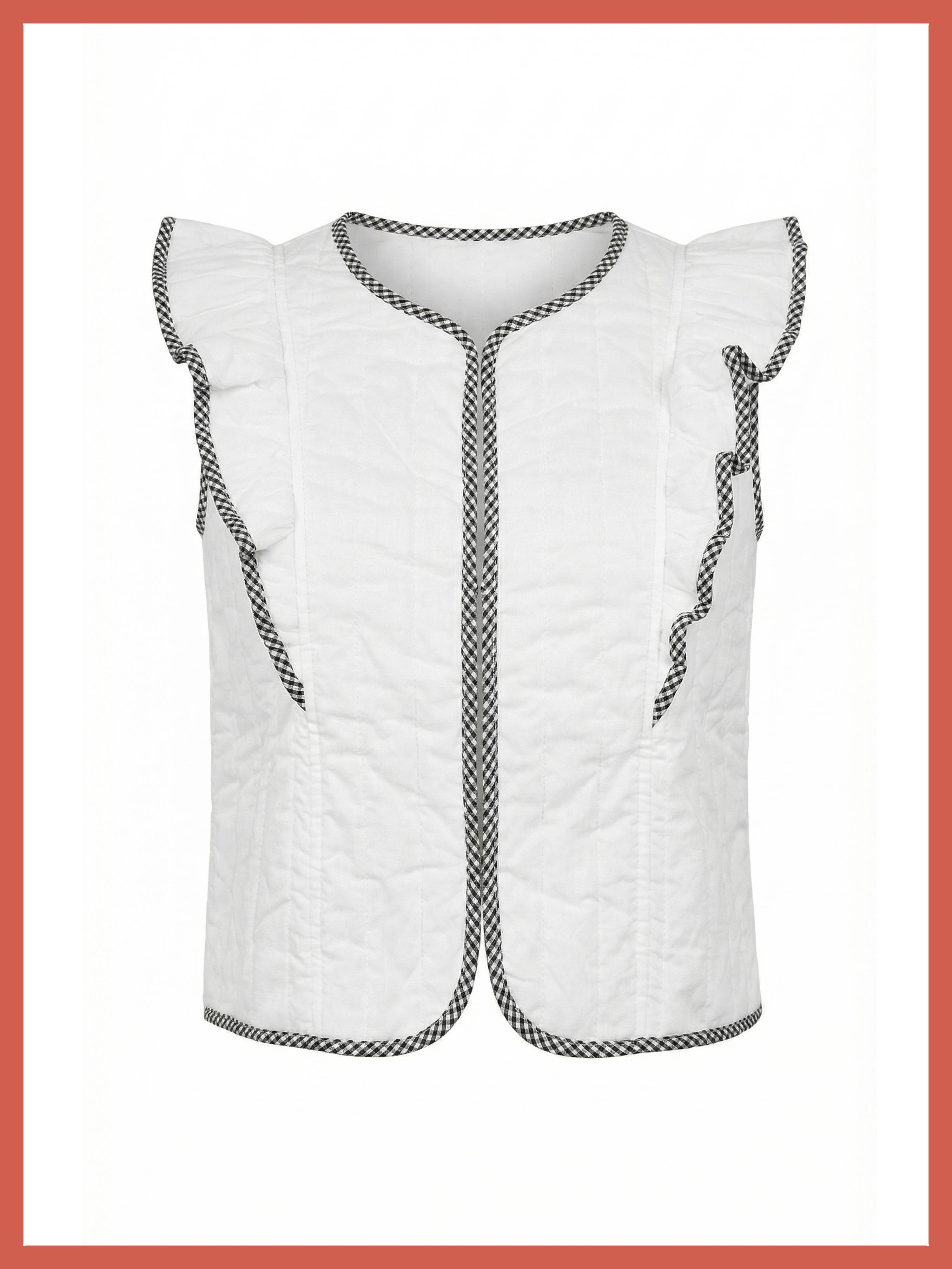 Aster Padded Frill Gilet - White
