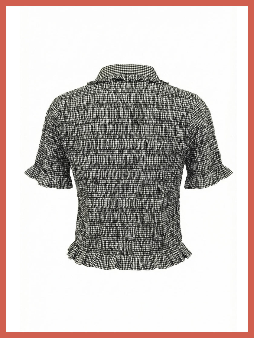 Astrid Gingham Blouse - Black