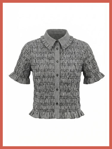 Astrid Gingham Blouse - Black