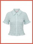 Astrid Gingham Blouse - Sky Blue