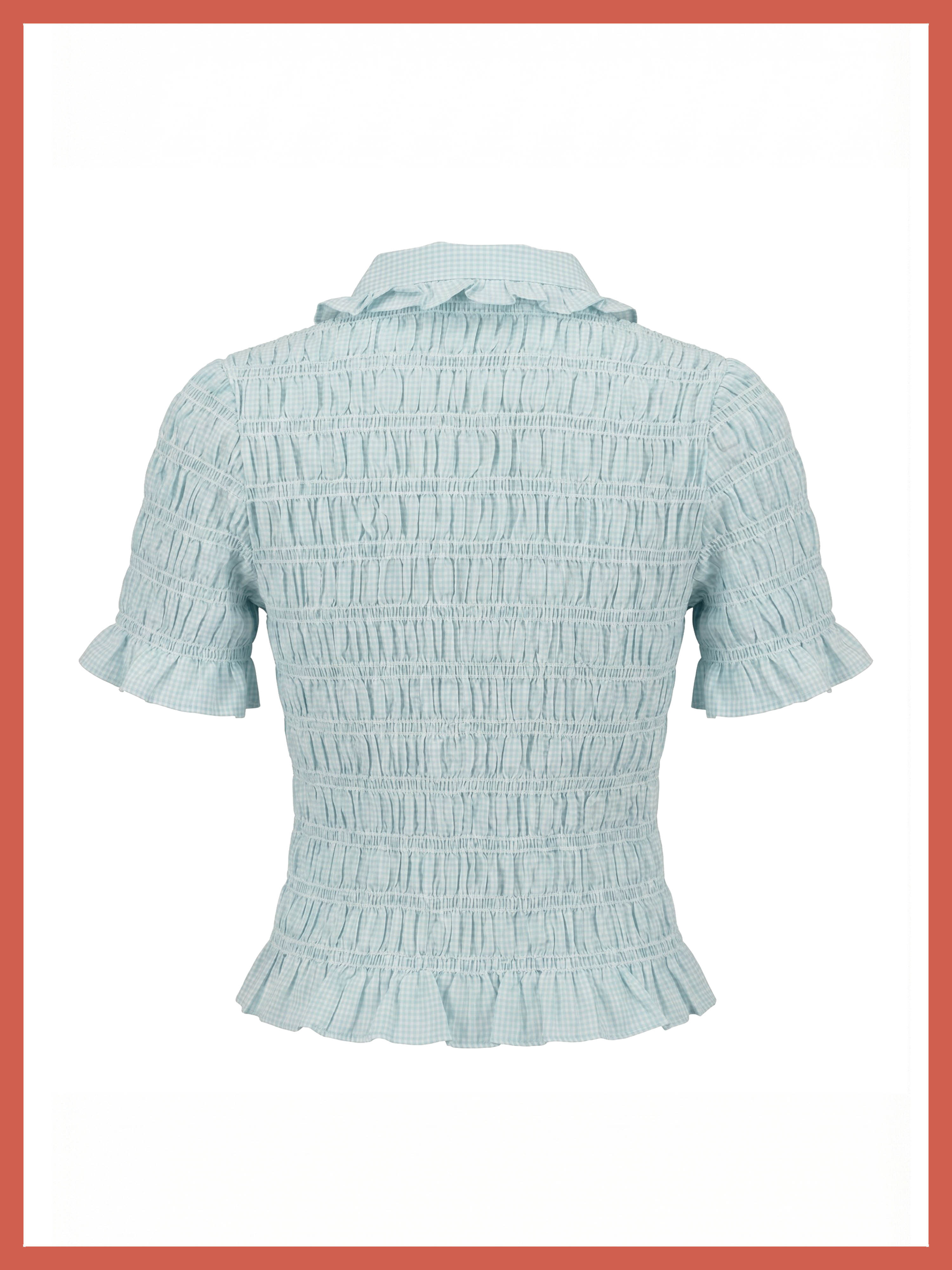 Astrid Gingham Blouse - Sky Blue