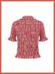 Astrid Gingham Blouse - Red