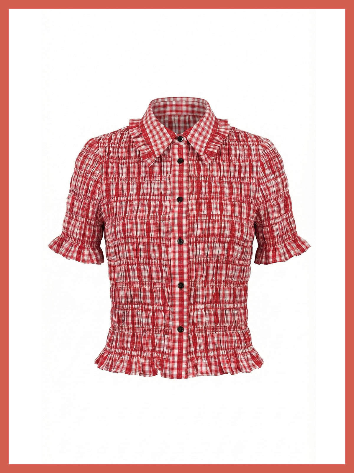 Astrid Gingham Blouse - Red