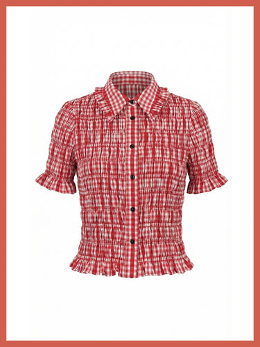 Astrid Gingham Blouse - Red