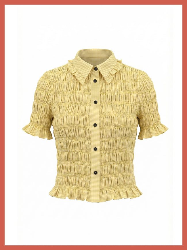 Astrid Gingham Blouse - Yellow