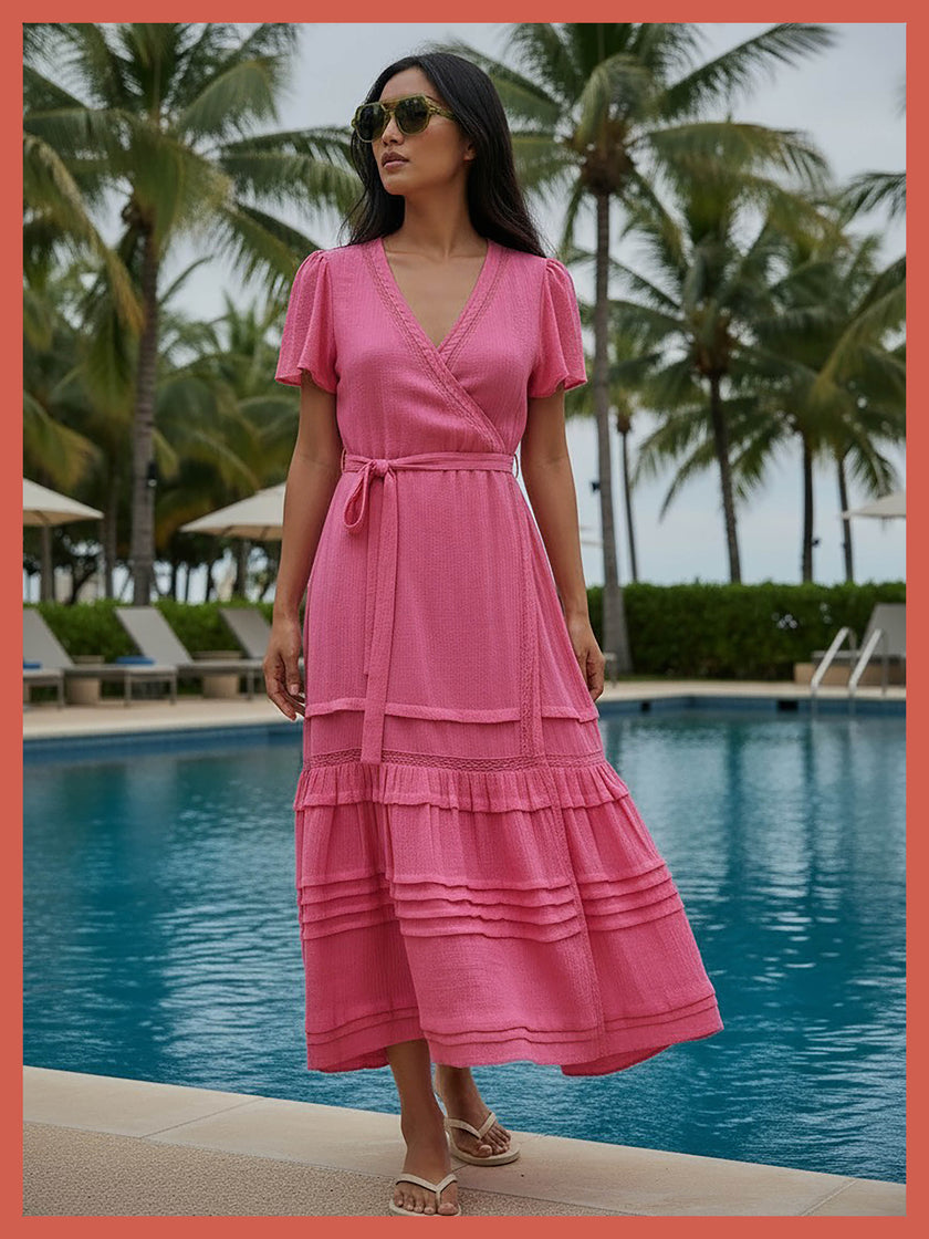 Bailey Maxi Wrap Dress - Bubblegum