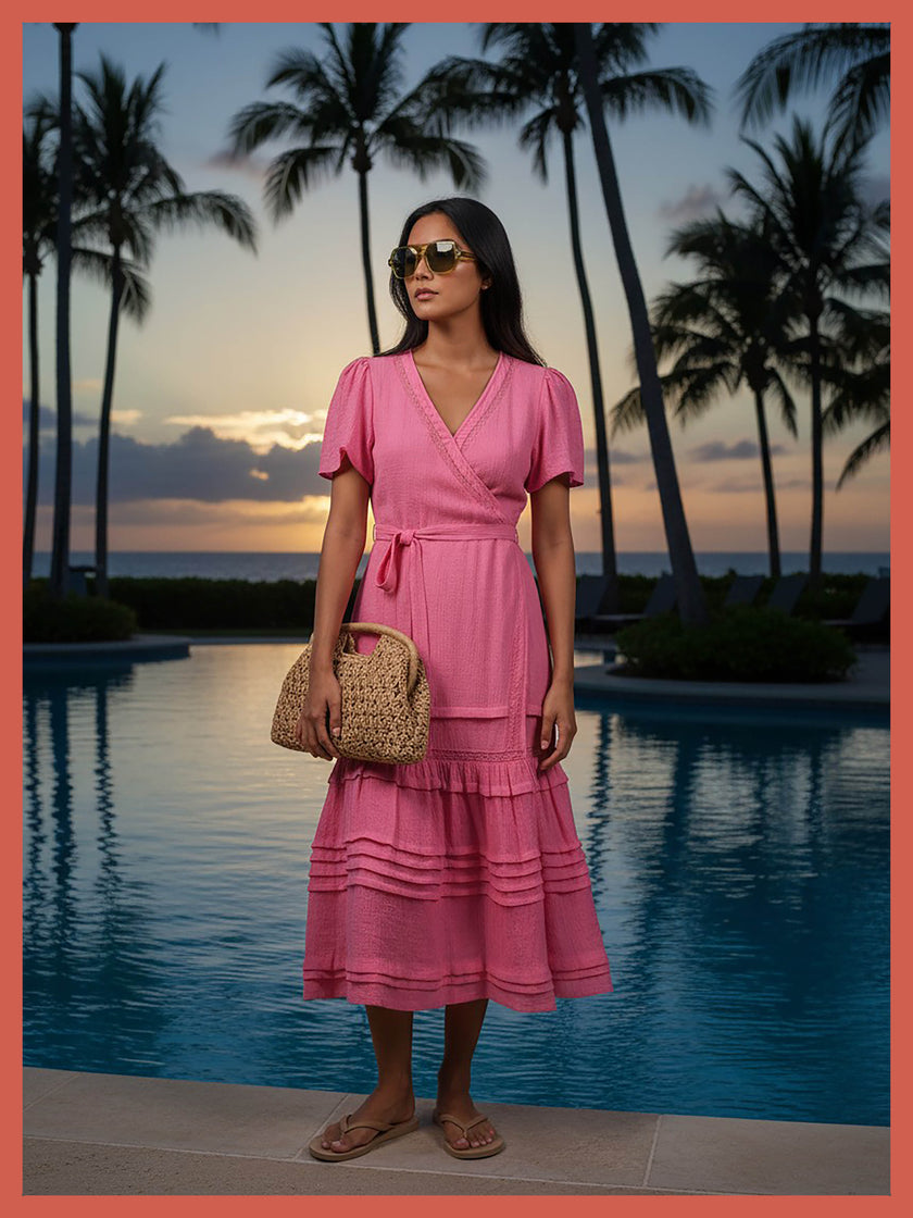 Bailey Maxi Wrap Dress - Bubblegum