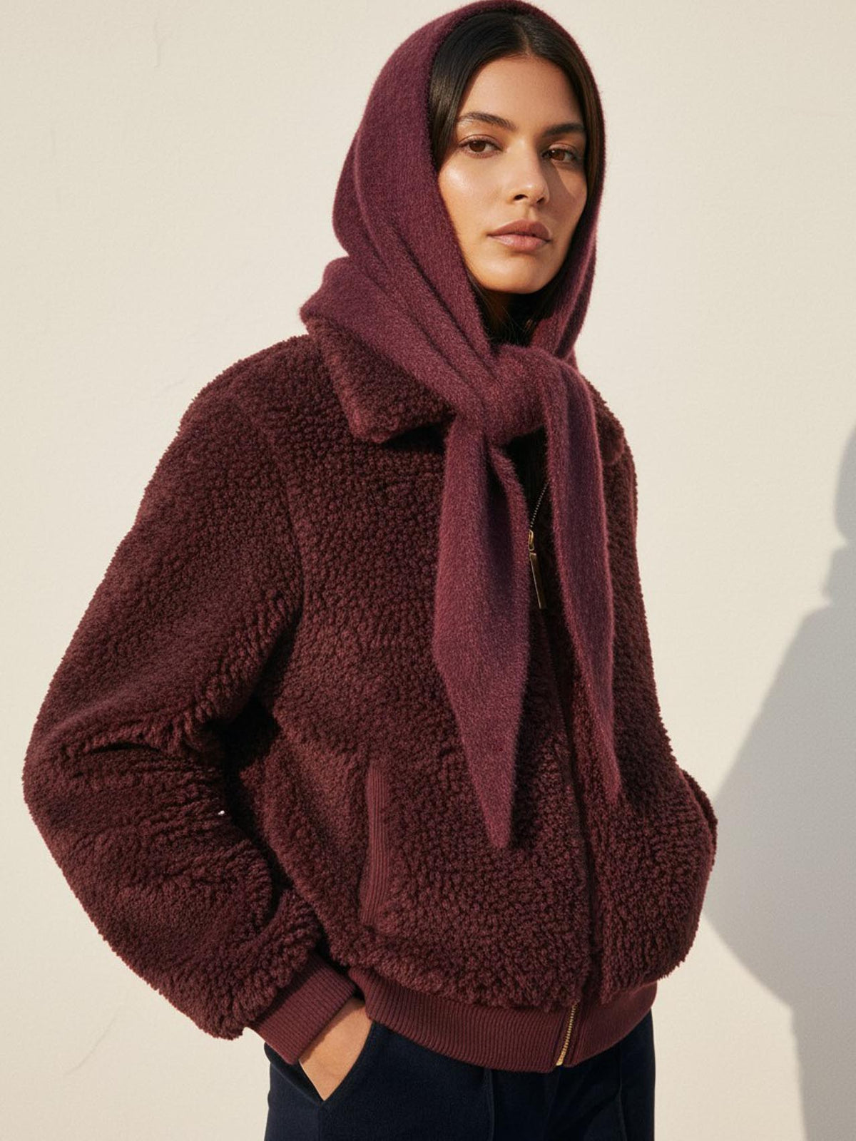 Baldwin Hooded Scarf - Plum