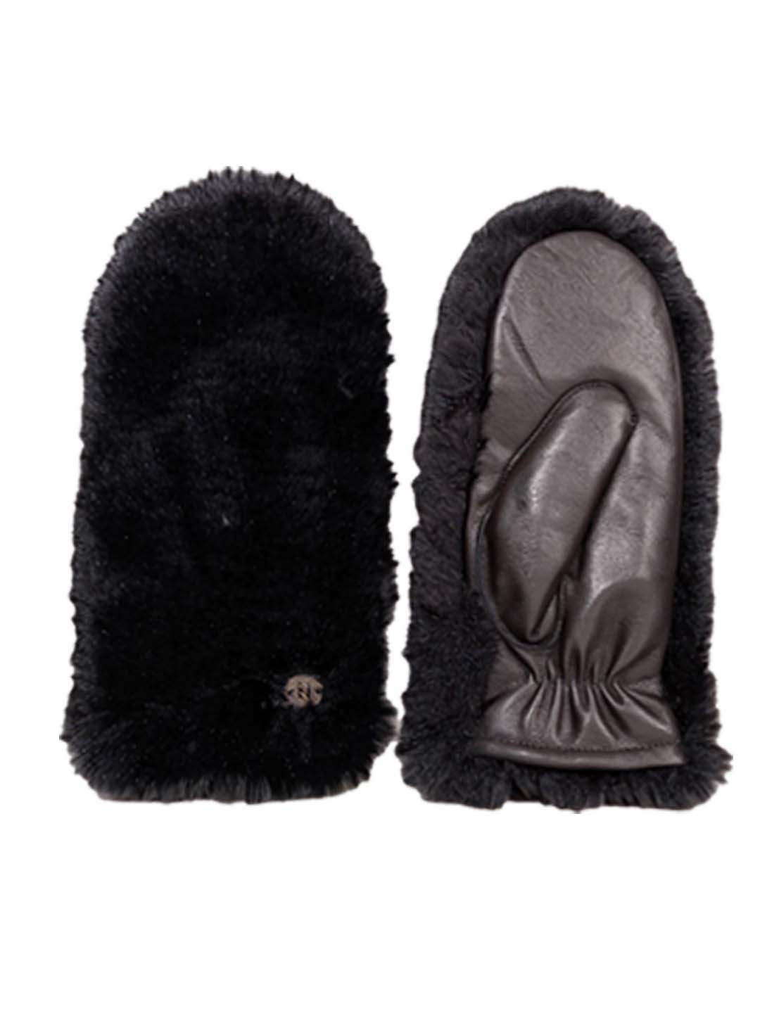 Women's black leather mittens for elegant cold-weather outfits