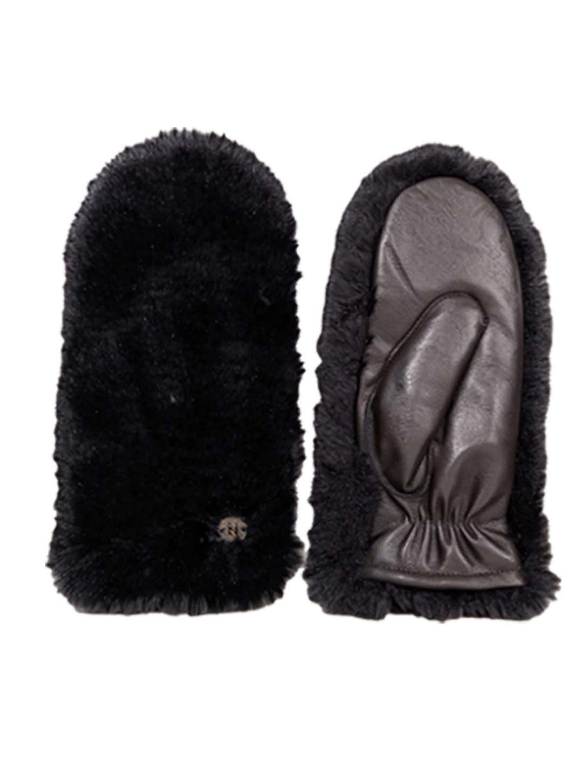 Women's black leather mittens for elegant cold-weather outfits