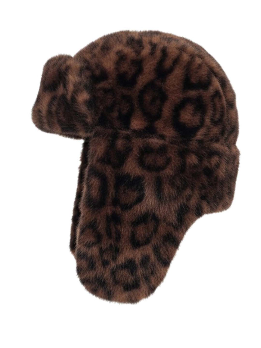 Billie Faux Fur Trapper Hat - Chocolate Leopard