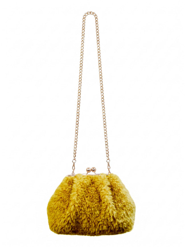 Booba Faux Fur Clutch Bag - Toffee